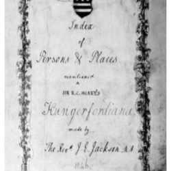 Title Page to the Index of Persons and Places in Hungerfordiana